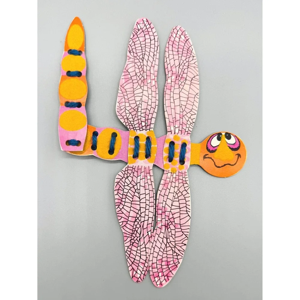 Whitman Funny Fuzzies Sewing Cards Vintage 1968 Flocked Lacing‎ Toy Multi Color